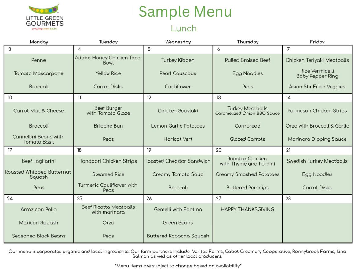Sample Menu